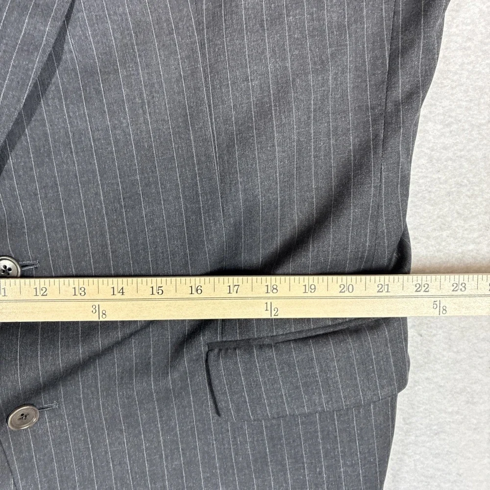 Vintage Brooks Brothers 46L USA MADE Gray Pinstripe Super 110s Wool Suit Jacket